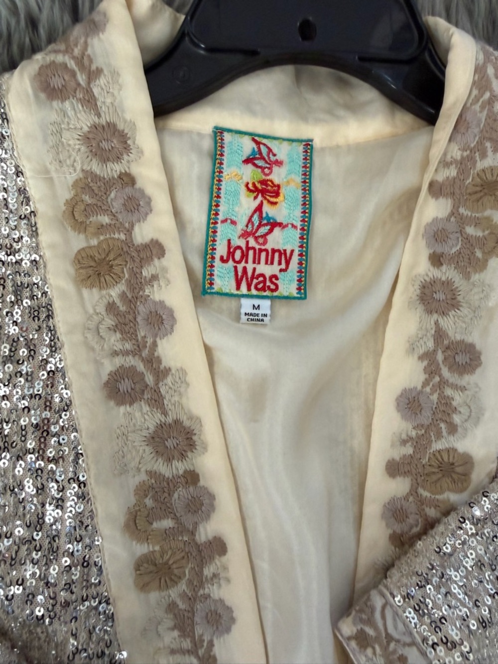Johnny Was Sequin Kimono Duster in Champagne - Picture 4 of 7